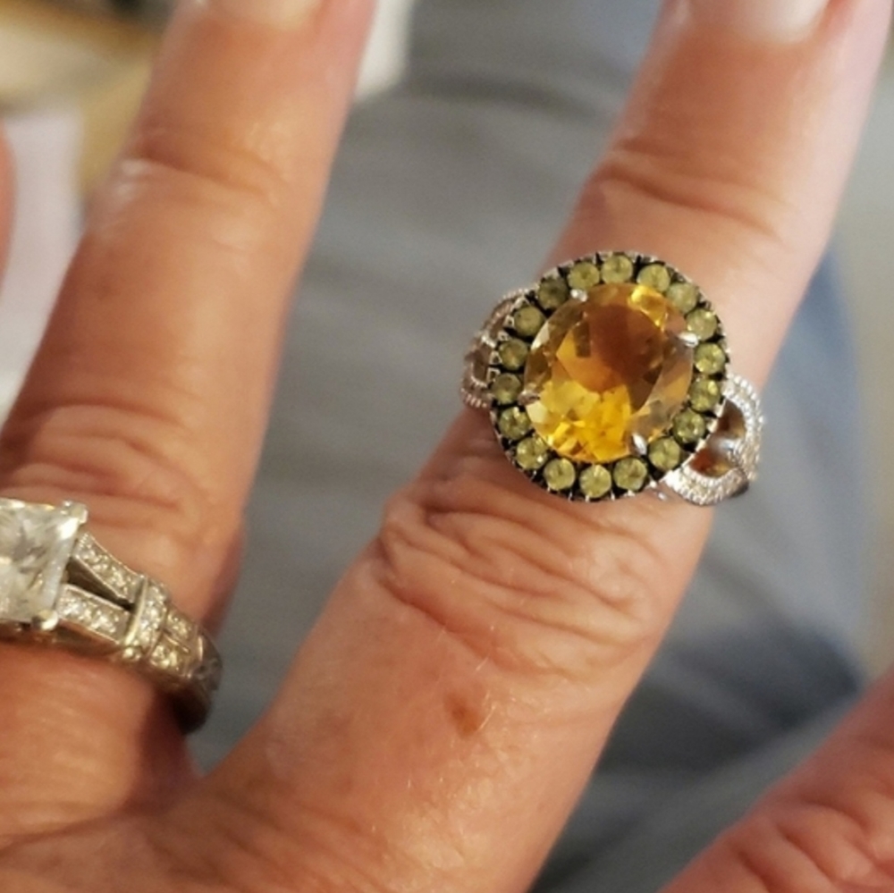 Citrine/Peridot Ring set in 14k WG (Sz. 7)